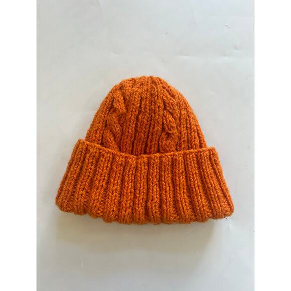 Filson Wool Fisherman's Beanie Blaze Chunky Cable Knit Mackinaw Orange One Size - Picture 1 of 9